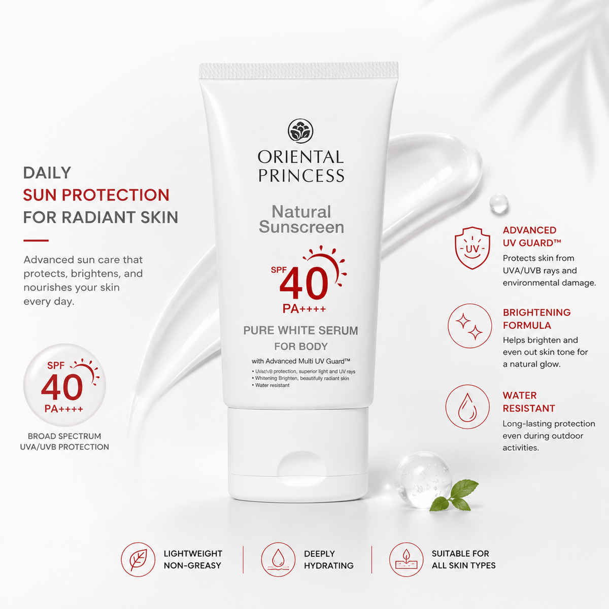 Oriental Princess Natural Sunscreen Pure White Serum 75ml