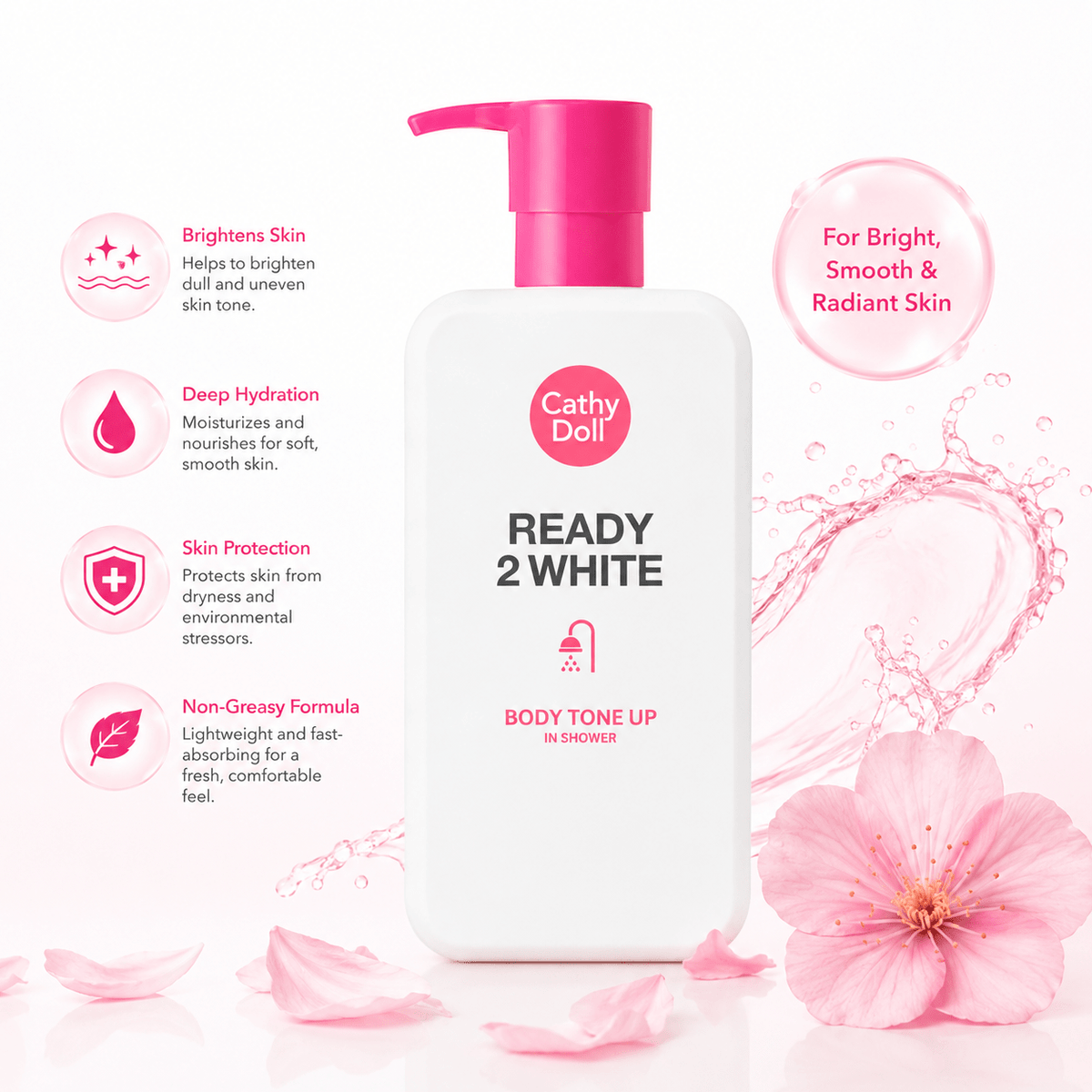 Cathy Doll Ready 2 White Whitener Body Tone Up In Shower 400ml