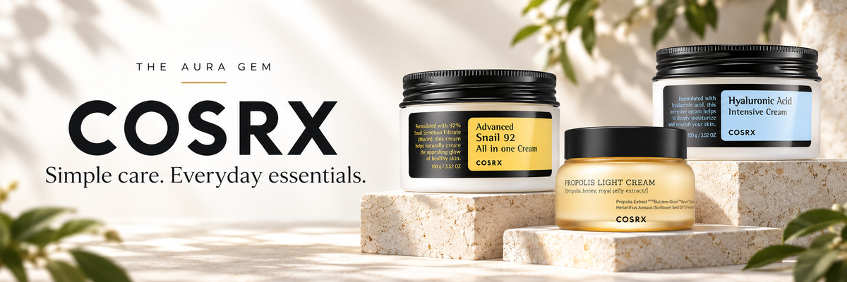 COSRX collection banner – Simple care. Everyday essentials.