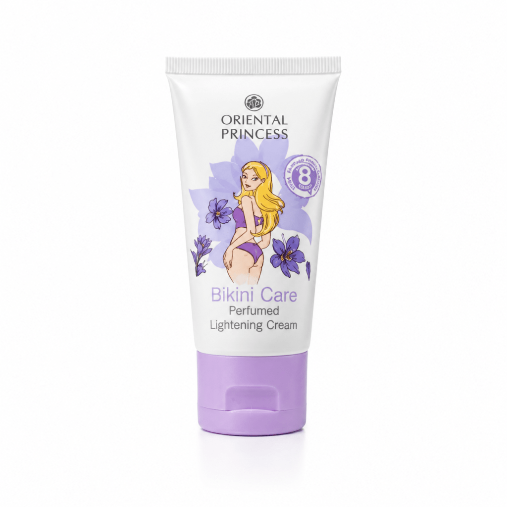 Oriental Princess Bikini Care Perfumed Lightening Cream 50ml tube front view on white background